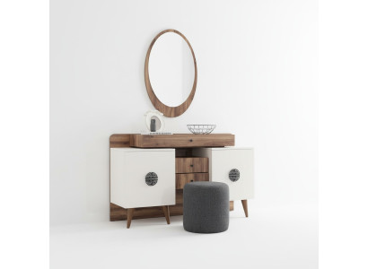 Coiffeuse marron-blanc avec miroir Meubles en bois de chambre luxueuse