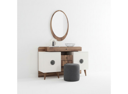 Coiffeuse marron-blanc avec miroir Meubles en bois de chambre luxueuse