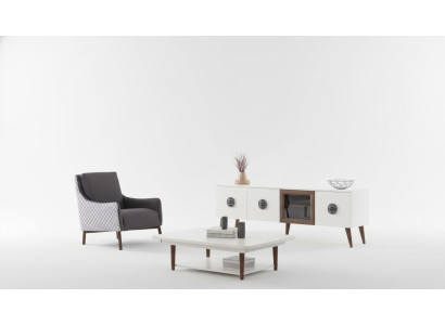 Ensemble de salon blanc Armoire TV Table basse rectangulaire en bois Mobilier