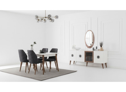 Meubles de salle à manger noir et blanc Designer Buffet de Luxe Table à manger Chaises