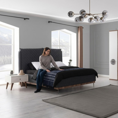 Chambre grise Lit Designer Mobilier de Luxe Lits Rembourrés Cadre en Bois