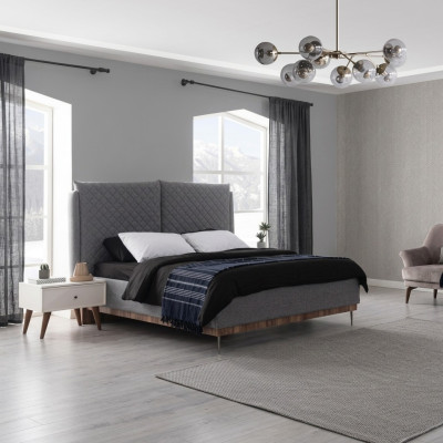 Chambre grise Lit Designer Mobilier de Luxe Lits Rembourrés Cadre en Bois