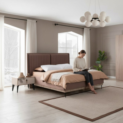 Lit double marron Mobilier de chambre de designer Lits luxueux rembourrés