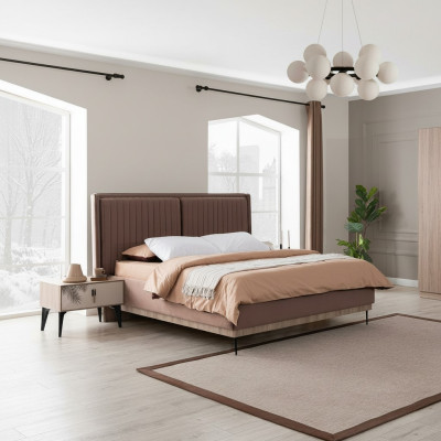 Lit double marron Mobilier de chambre de designer Lits luxueux rembourrés