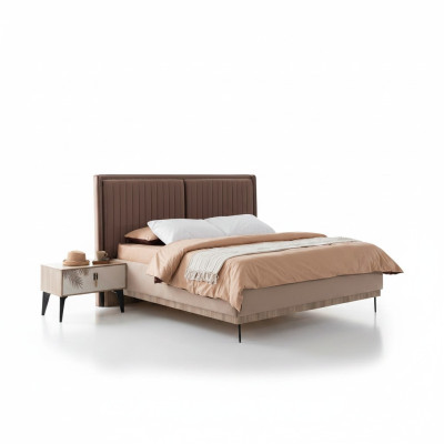 Lit double marron Mobilier de chambre de designer Lits luxueux rembourrés