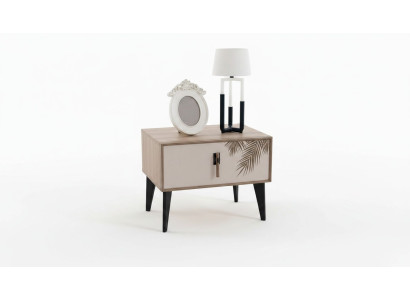 Table de chevet beige Meuble de chambre de designer Tables de chevet en bois de luxe