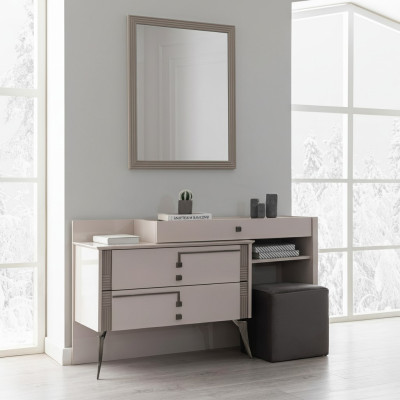 Chambre Grise Ameublement Designer Textile Lit 2x Tables de chevet en bois