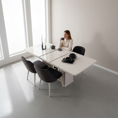 Salle à manger Meubles Table à manger Blanche Ensemble de salle à manger Chaises Design 5 pièces Ensemble neuf