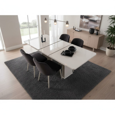Salle à manger Meubles Table à manger Blanche Ensemble de salle à manger Chaises Design 5 pièces Ensemble neuf