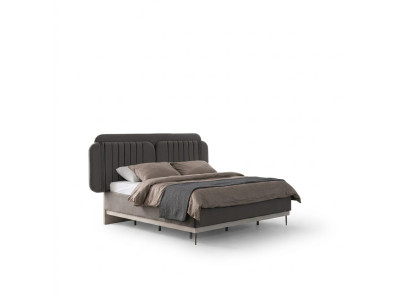 Lit double gris Mobilier de chambre moderne Lits de luxe Cadre en bois
