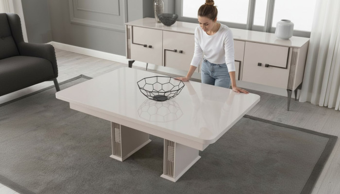 Table basse blanche Salon Tables en bois Meubles de luxe Tables de designer