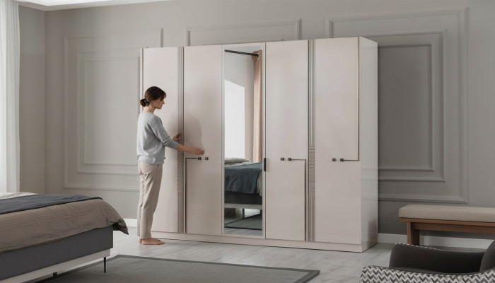 Armoires de chambre à coucher de concepteur de garde-robe moderne à 4 portes