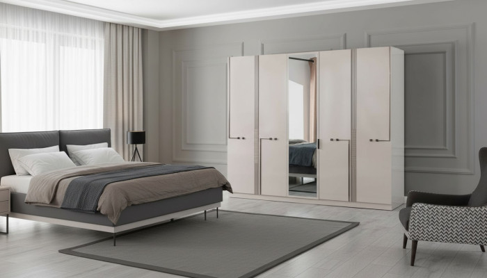 Armoires de chambre à coucher de concepteur de garde-robe moderne à 4 portes