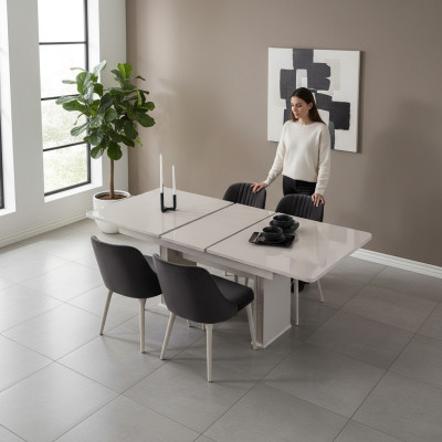 Table de salle à manger blanche luxueuse Mobilier de salle à manger Tables en bois Tables