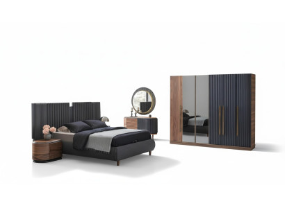 Chambre suite noir - beige concepteur lit double 2x tables de chevet
