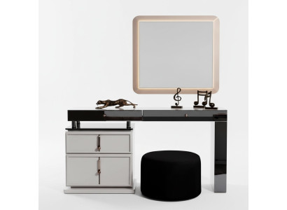 Coiffeuse blanche Designer Miroir rectangulaire Ottoman Ensemble de 3 pièces