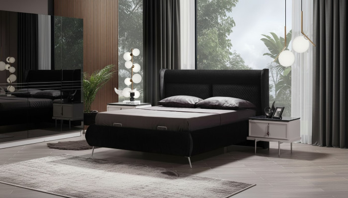 Lits de designer Lit de luxe 2x Tables de chevet 3 pièces. Nouvel ensemble de chambre