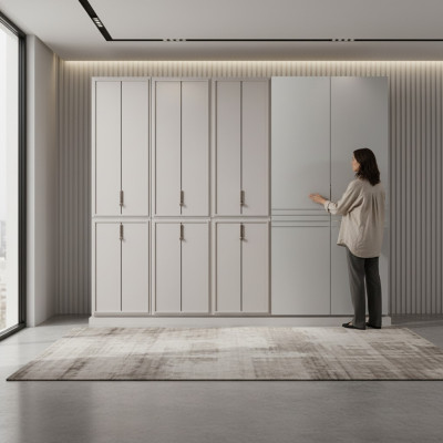 Placard de chambre gris Armoires de luxe Armoire en bois Meubles Armoire
