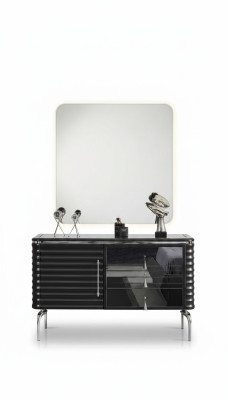 Ensemble de chambre noire, commode de designer avec miroir LED suite.