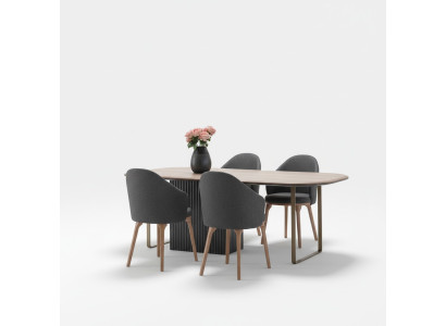 Ensemble de salle à manger design Moderne Chaises marron Table à manger en bois Ensemble de 5 pièces