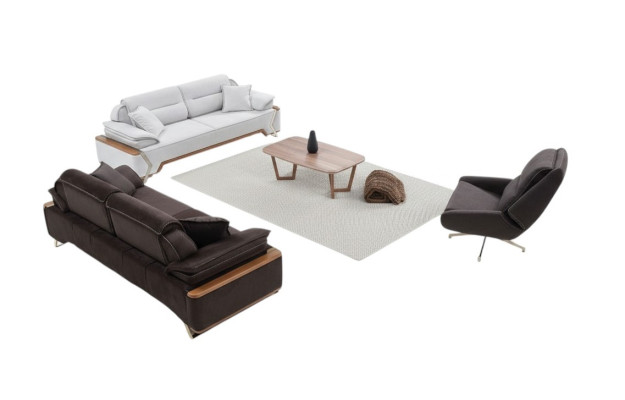 Ensemble de canapé noir et blanc 2x canapé trois places fauteuil de luxe élégant