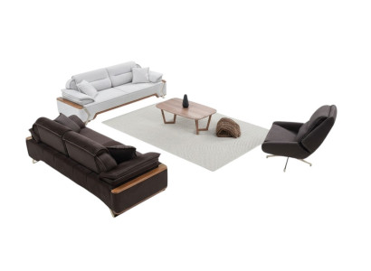 Ensemble de canapé noir et blanc 2x canapé trois places fauteuil de luxe élégant
