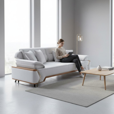 Canapé Blanc de designer de luxe pour salon Rembourrage canapé 3 places Neuf 3 places