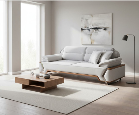 Canapé Blanc de designer de luxe pour salon Rembourrage canapé 3 places Neuf 3 places
