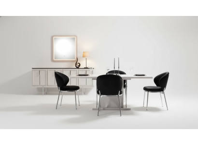 Salle à manger Suite Ensemble moderne Table à manger 4x chaises rembourrées Buffet 7 pièces
