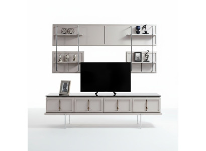 Mur de salon blanc ensemble de meubles TV armoire étagère suspendue de luxe ensemble de 3 pièces nouveau