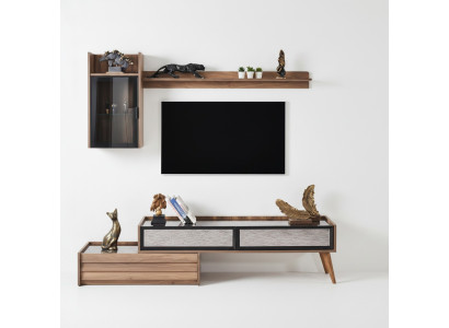 Unité murale moderne Designer Armoire TV en bois Armoire murale de luxe Étagère 3 pièces