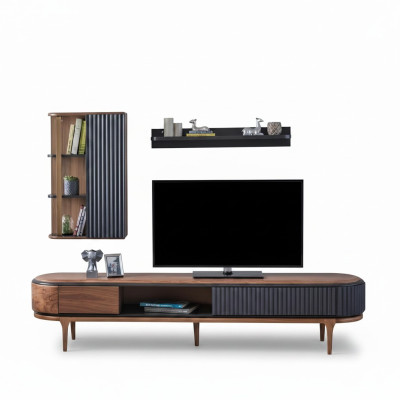 Ensemble salon moderne de luxe Marron Armoire TV Armoire murale Étagères