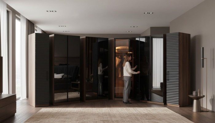 Mobilier de chambre Armoire d'angle moderne en bois luxueux