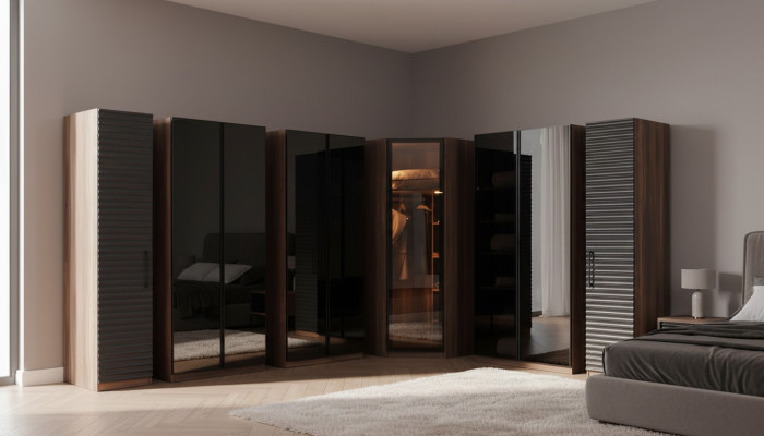 Mobilier de chambre Armoire d'angle moderne en bois luxueux