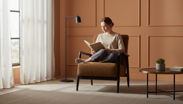Salon fauteuil marron Lounge une place Tissu Fauteuil Tissu Mobilier neuf