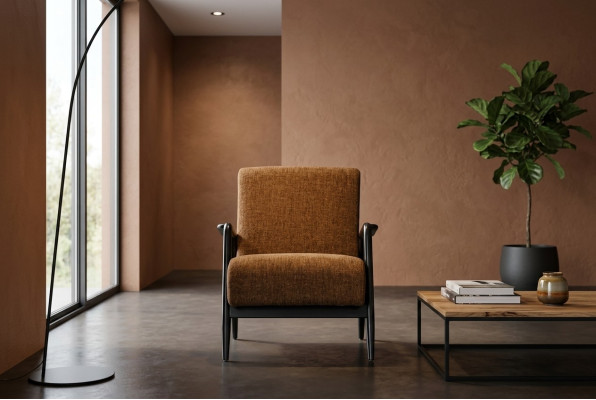 Salon fauteuil marron Lounge une place Tissu Fauteuil Tissu Mobilier neuf