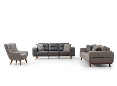 Ensemble de canapé de salon complet gris 2x canapé 3 places fauteuil 3 pièces