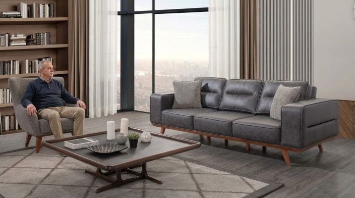 Gray Living room Sofa set Three Seater Armchair Luxury Upholstery Seater Ensemble de canapé gris pour le salon Trois places Fauteuil Luxury Upholstery Seater