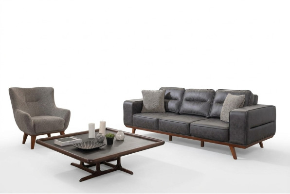 Gray Living room Sofa set Three Seater Armchair Luxury Upholstery Seater Ensemble de canapé gris pour le salon Trois places Fauteuil Luxury Upholstery Seater