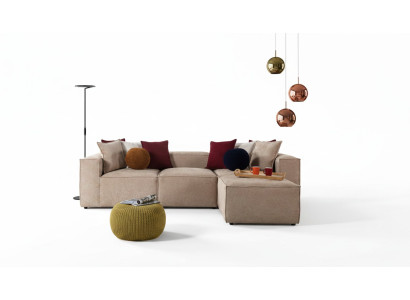 Salon beige de luxe Canapé d'angle Canapé en L Forme de tapisserie Moderne nouveau