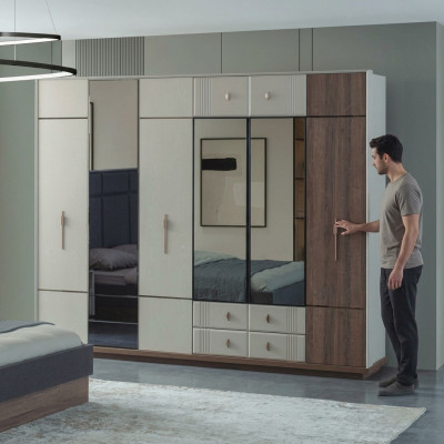 Grand Armoire Blanche Élégante Chambre en Bois Armoires de Luxe