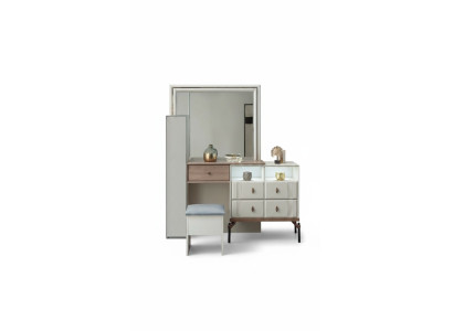 Coiffeuse blanche Miroir en verre Tabouret de luxe Quadru moderne Meubles