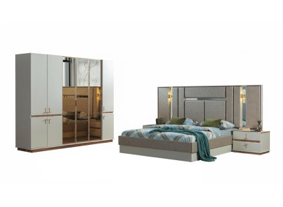 Lit design Armoire en bois Tables de chevet luxueuses Ensemble de chambre