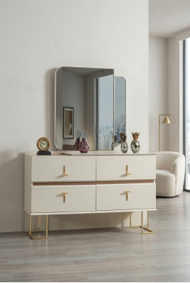 Ensemble de chambre Commode élégante Miroir Moderne Mobilier de luxe neuf 2 pièces