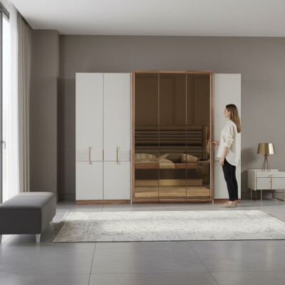 Armoire blanche Armoire en bois de concepteur vitrine de chambre à coucher en verre