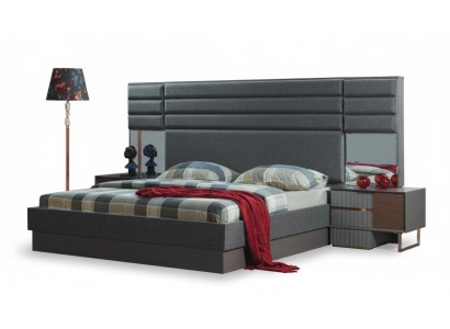 Aménagement de chambre Luxueux Lit double Tables de chevet de designer Ensemble de 3 pièces