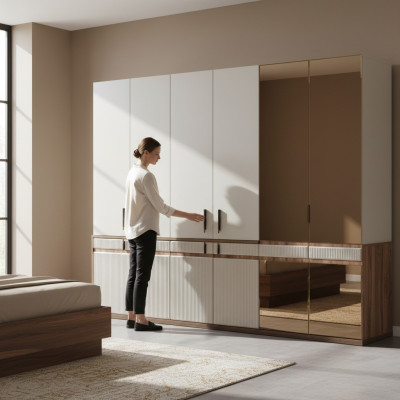 Armoire blanche 10 portes en bois pour la chambre à coucher