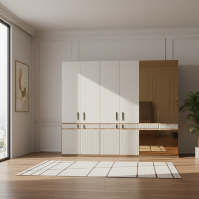 Armoire blanche 10 portes en bois pour la chambre à coucher
