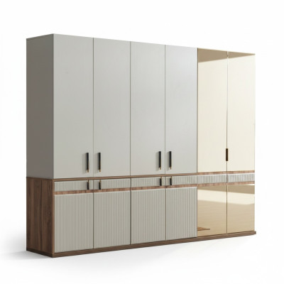 Armoire blanche 10 portes en bois pour la chambre à coucher