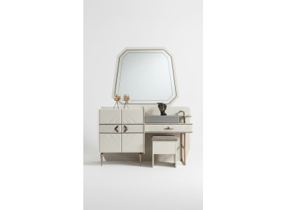 Chambre blanche Suite de meubles de luxe Coiffeuse avec tabouret rembourré